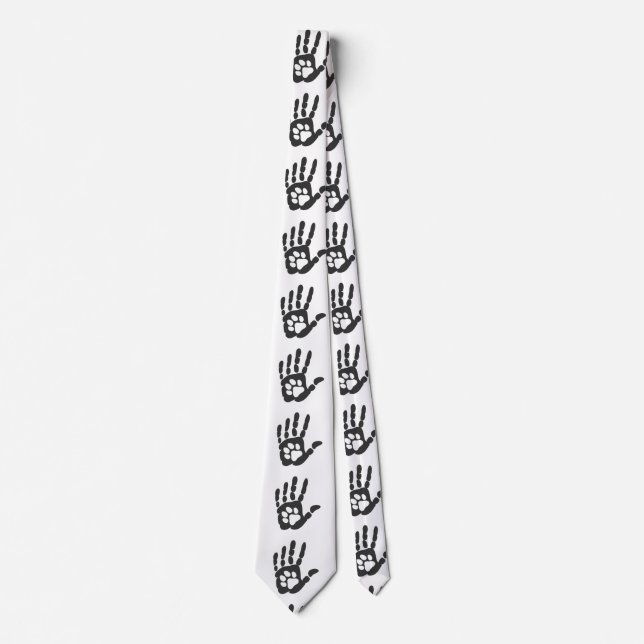 Paw print in the hand - Choose background colour Tie (Front)