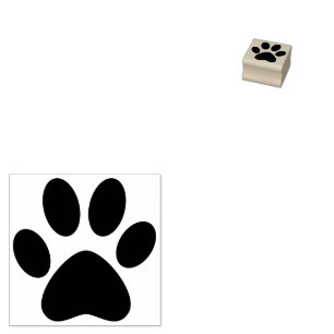 Paw Print Left Pet Cat Dog Simple Small Rubber Stamp