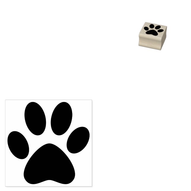 Paw Print Left Pet Cat Dog Simple Small Rubber Stamp (Stamped)