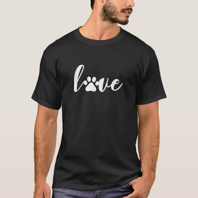 Paw Print Love Heart Funny Cool Dog Cat Mum Pet An T-Shirt (Front)