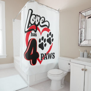 Paw Print Love Shower Curtain