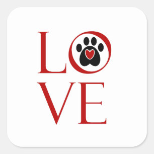 Paw Print Love Square Sticker