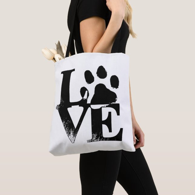 Paw Print LOVE Tote Bag (Close Up)