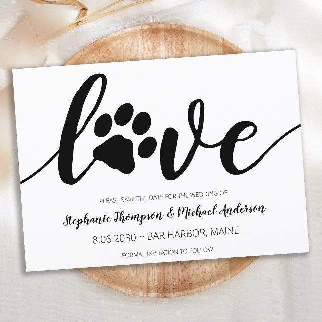 Paw Print Love Wedding Pet Dog Save The Date (Creator Uploaded)