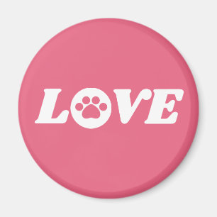 Paw Print Love with Customisable Background Colour Magnet