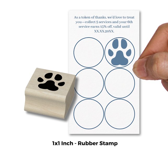 Paw Print - Loyalty Card Devaluation  Rubber Stamp (Paw Print - Loyalty Card Devaluation 1" Inch Rubber Stamp)