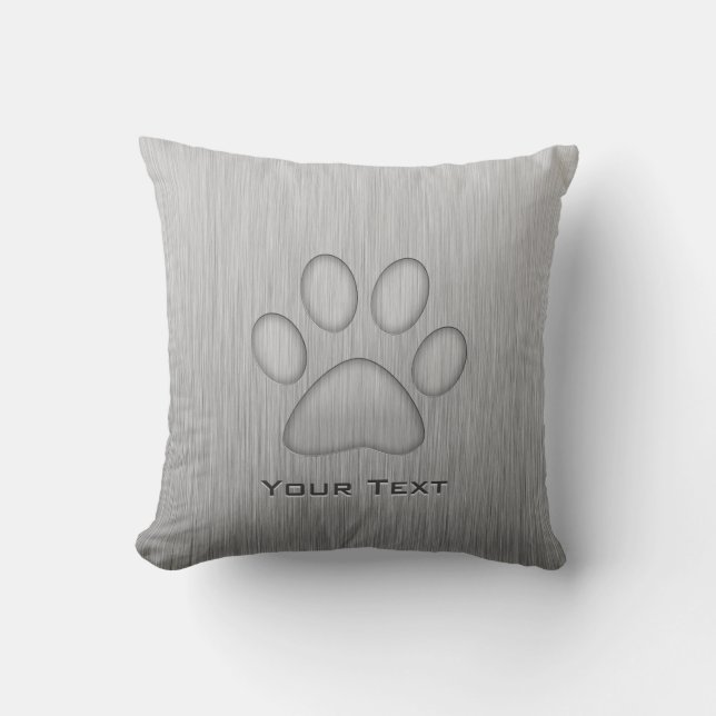 Paw Print; Metal-look Cushion (Front)