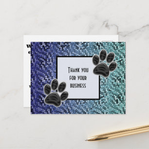 Paw Print Mosaic Thank You for Your Business Postcard