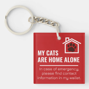 Paw Print My Cats Are Home Alone with Photo Key Ring