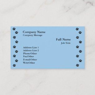 Paw Print On Blue Business Card Template