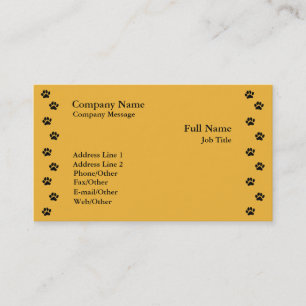 Paw Print On Gold Business Card Template