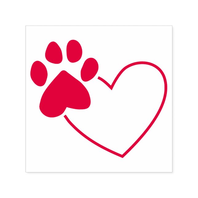 Paw Print On Heart Self Inking Stamp (Design)