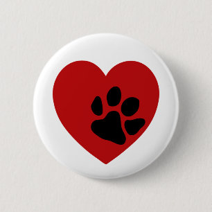 Paw Print On My Heart 6 Cm Round Badge