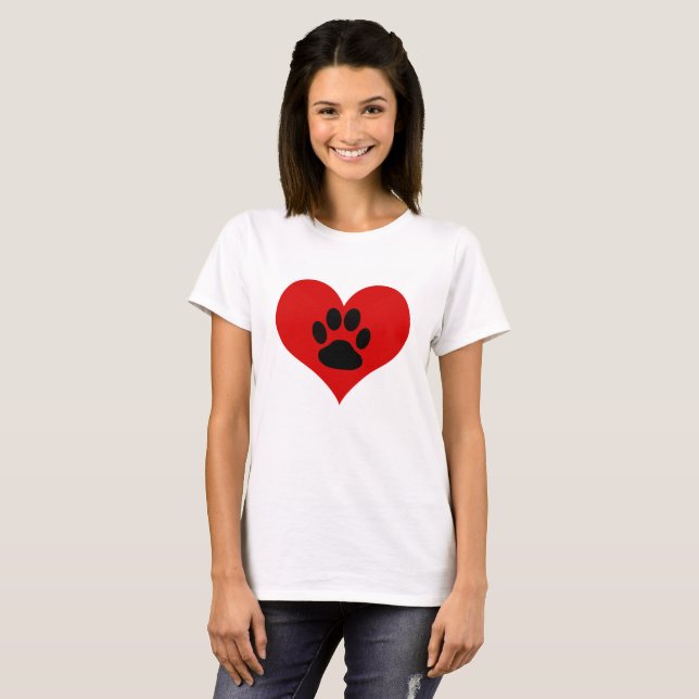 Paw Print On My Heart - Dog Lover Women's T-Shirt (Front Full)