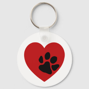 Paw Print On My Heart Keychain