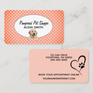 Paw Print On Polka Dots  for Pet Grooming Business Card
