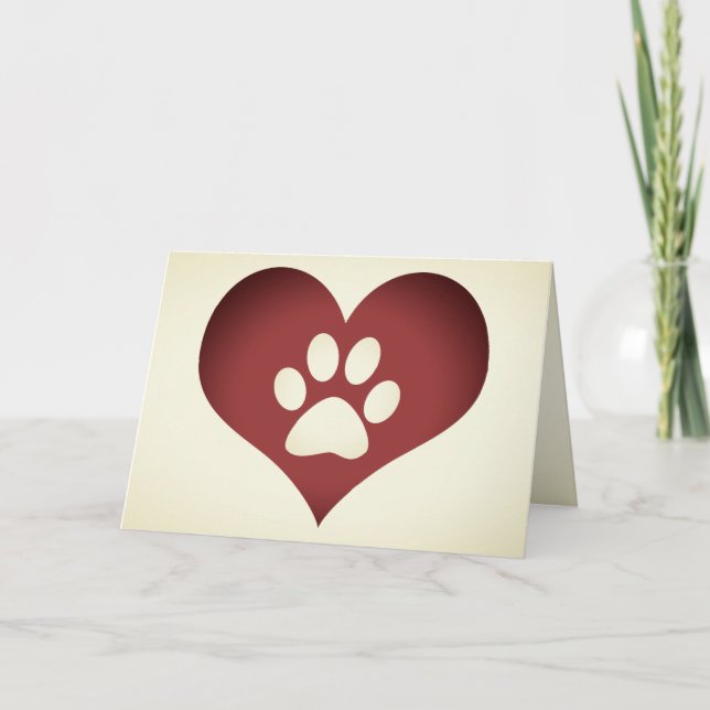 paw print on your heart pet loss memorial card (Front)