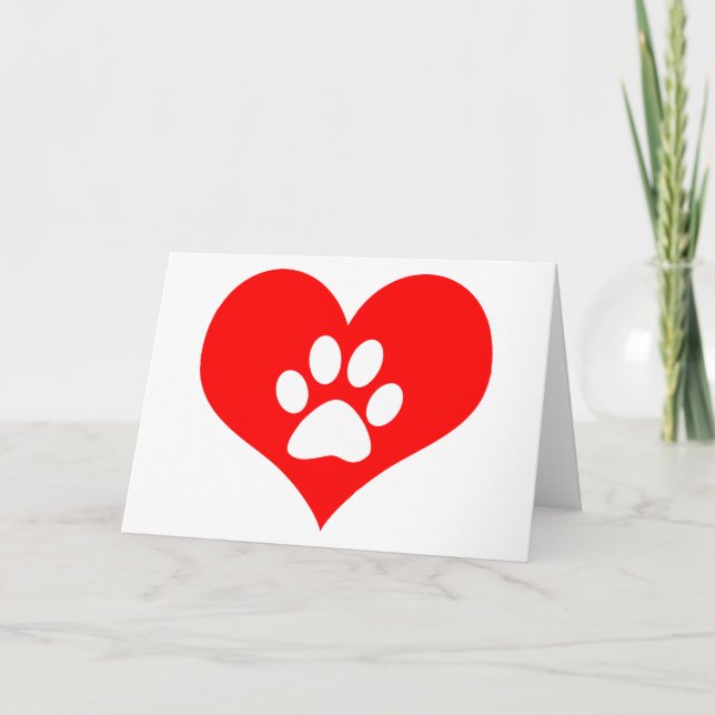 paw print on your heart pet loss memorial card (Front)