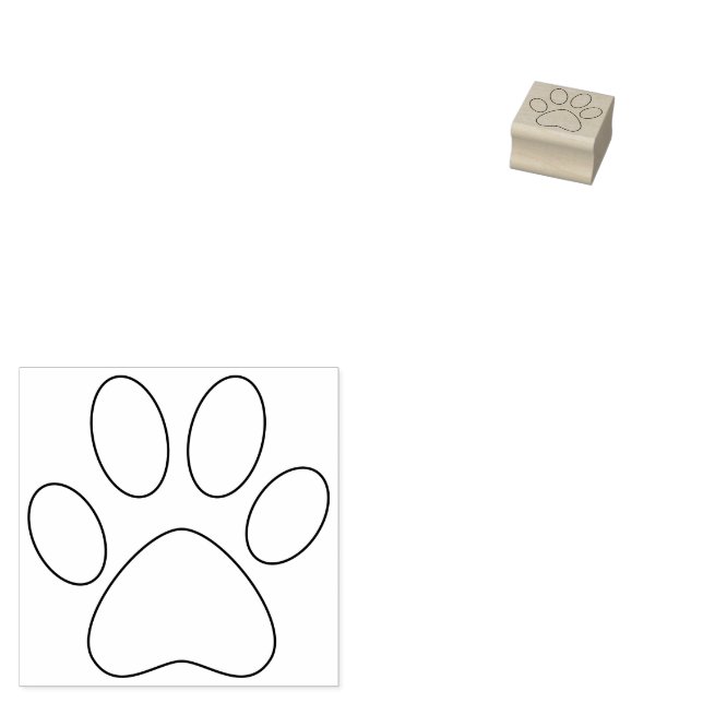 Paw Print Outline Left Pet Cat Dog Simple Small Rubber Stamp (Stamped)