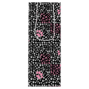 Paw print pattern 01.b Black BG Wine Gift Bag