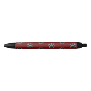 Paw Print Pattern Black Red Animal Lover Dog Ink Pen