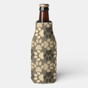 Paw Print Pattern Brown Bottle Cooler