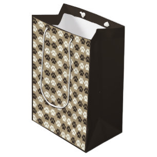 Paw Print Pattern Earthy Sand Medium Gift Bag