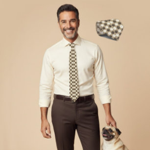 Paw Print Pattern Earthy Sand Tie