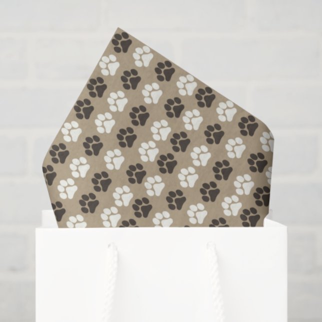 Paw Print Pattern Earthy Sand  Tissue Paper (Gift Bag)