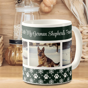 Paw Print Pattern Forest Green 4 Dog Photo  Coffee Mug