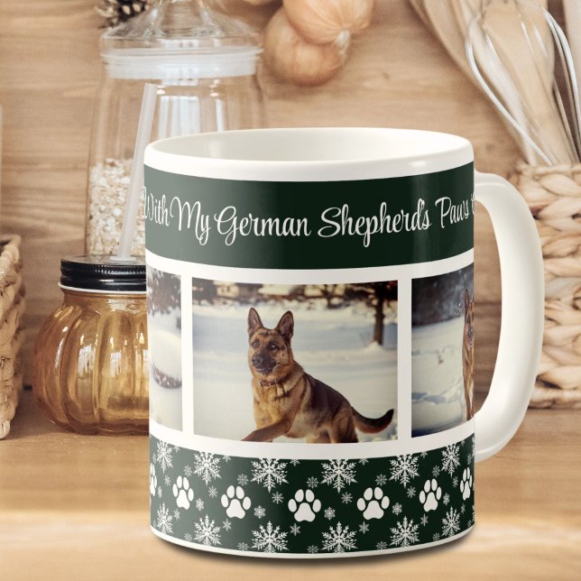 Paw Print Pattern Forest Green 4 Dog Photo  Coffee Mug (Creator Uploaded)