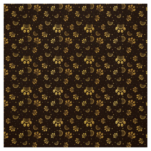 Paw print pattern in brown and gold colour fabric (Swatch)