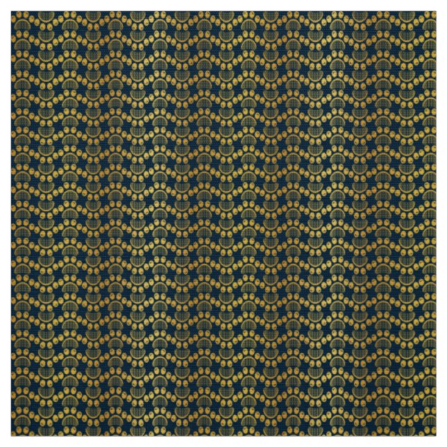 Paw print pattern in gold colour fabric (Swatch)