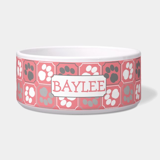 Paw Print Pattern Pink with Name (Front)