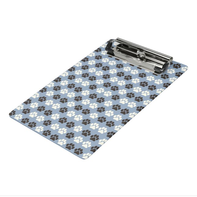 Paw Print Pattern Silver Blue Mini Clipboard (Angled3)