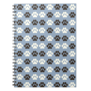 Paw Print Pattern Silver Blue Notebook