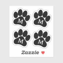 Paw Print Personalised Initial Black Vinyl