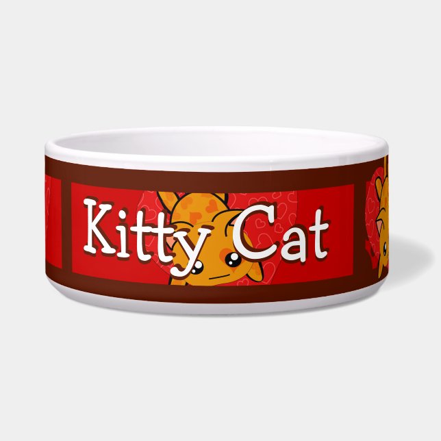 Paw Print Personalised Kitty Cat Bowl (Front)