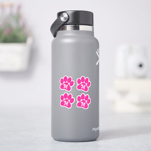Paw Print Personalized Initial Hot Pink Vinyl