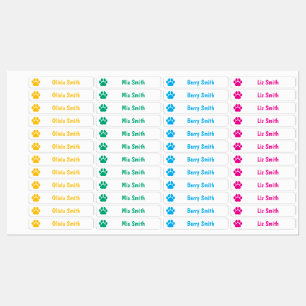Paw Print Personalized Kids Name Labels