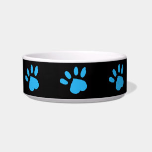 Paw Print Pet Bowl (Black & Blue)