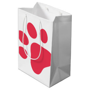 Paw Print Pet Lover Modern Red White Fun Medium Gift Bag