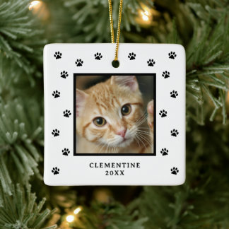 Paw Print Pet Photo Christmas Ornament