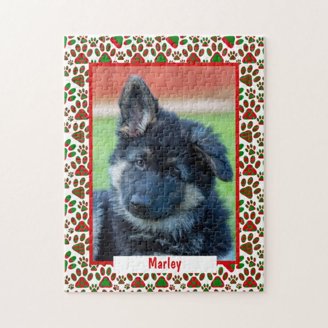 Paw Print Pet Photo Personalised Puzzle (Vertical)
