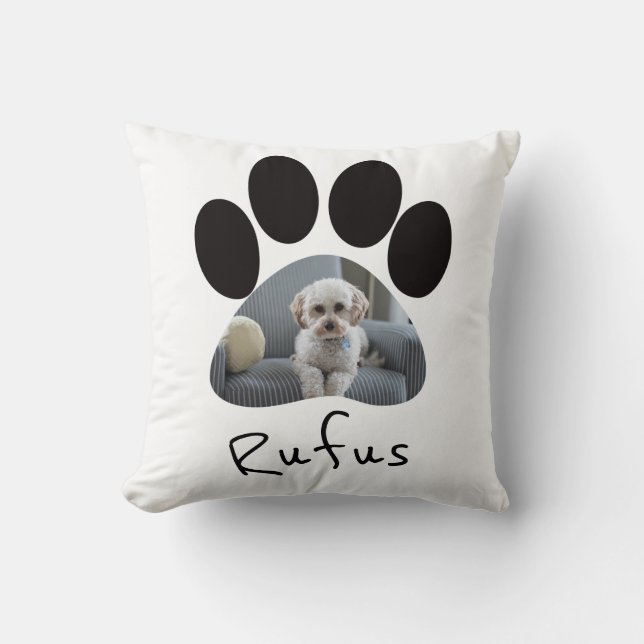 Paw Print Photo Template Personalised Pet Cushion (Front)