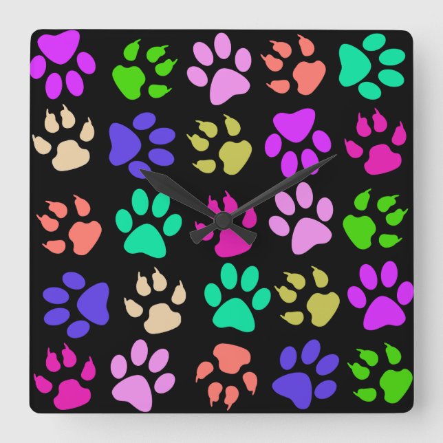 Paw Print Pillow Square Wall Clock (Front)
