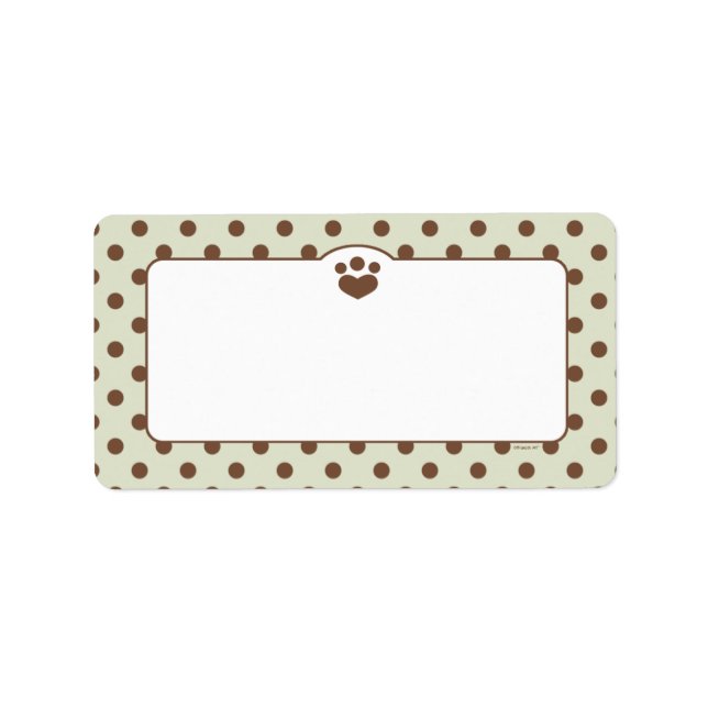 Paw Print Polka Off-Leash Art™ Organised Pets Label (Front)