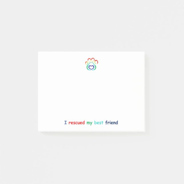 Paw Print Post-It Note Pad, Rescue Dog (Front)