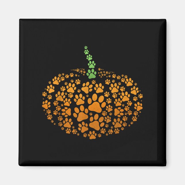 Paw Print Pumpkin Halloween  Magnet (Front)