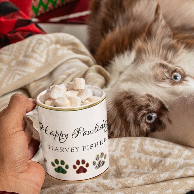 Paw Print, Red, Green, Black, Buffalo Plaid  Coffee Mug (Creator Uploaded)